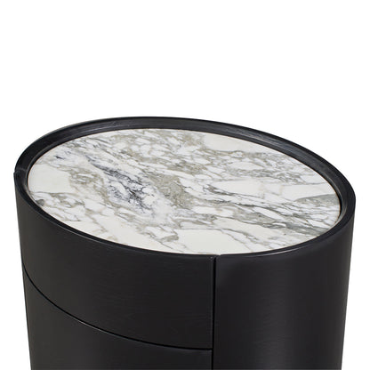 Elle Oval Natural Stone Bedside Table