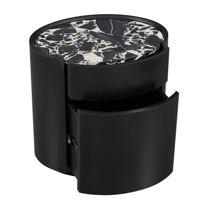 Elle Oval Natural Stone Bedside Table