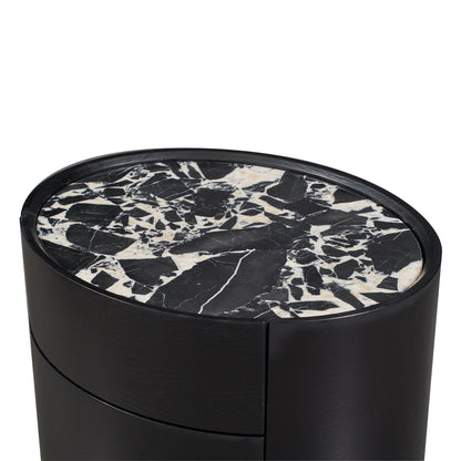 Elle Oval Natural Stone Bedside Table
