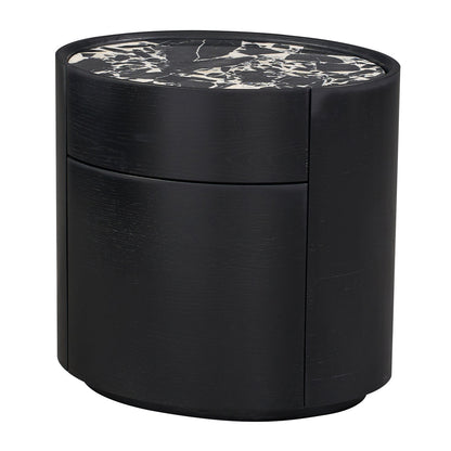 Elle Oval Natural Stone Bedside Table