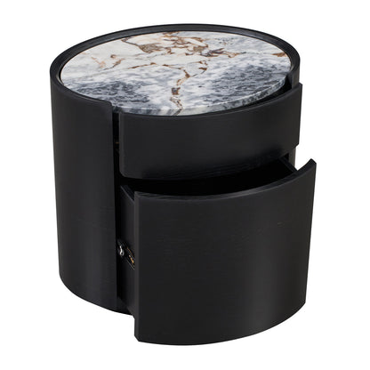 Elle Oval Natural Stone Bedside Table