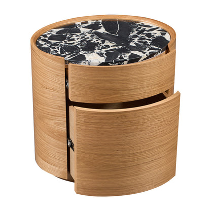 Elle Oval Natural Stone Bedside Table