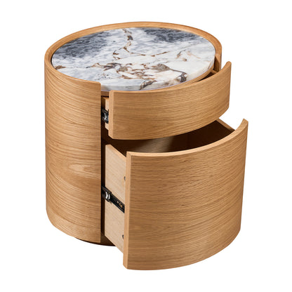 Elle Oval Natural Stone Bedside Table