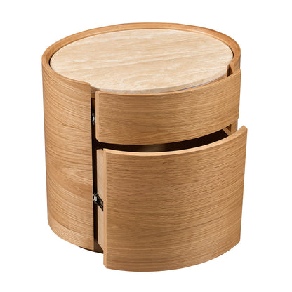 Elle Oval Natural Stone Bedside Table