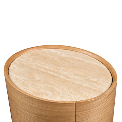 Elle Oval Natural Stone Bedside Table