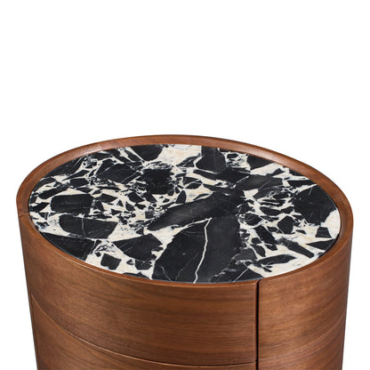 Elle Oval Natural Stone Bedside Table
