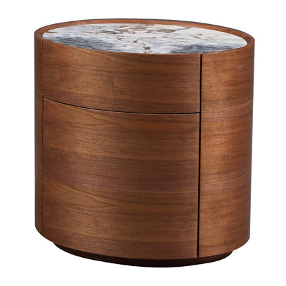 Elle Oval Natural Stone Bedside Table