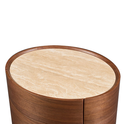 Elle Oval Natural Stone Bedside Table