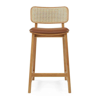 Flair Rattan Leather Bar Stool
