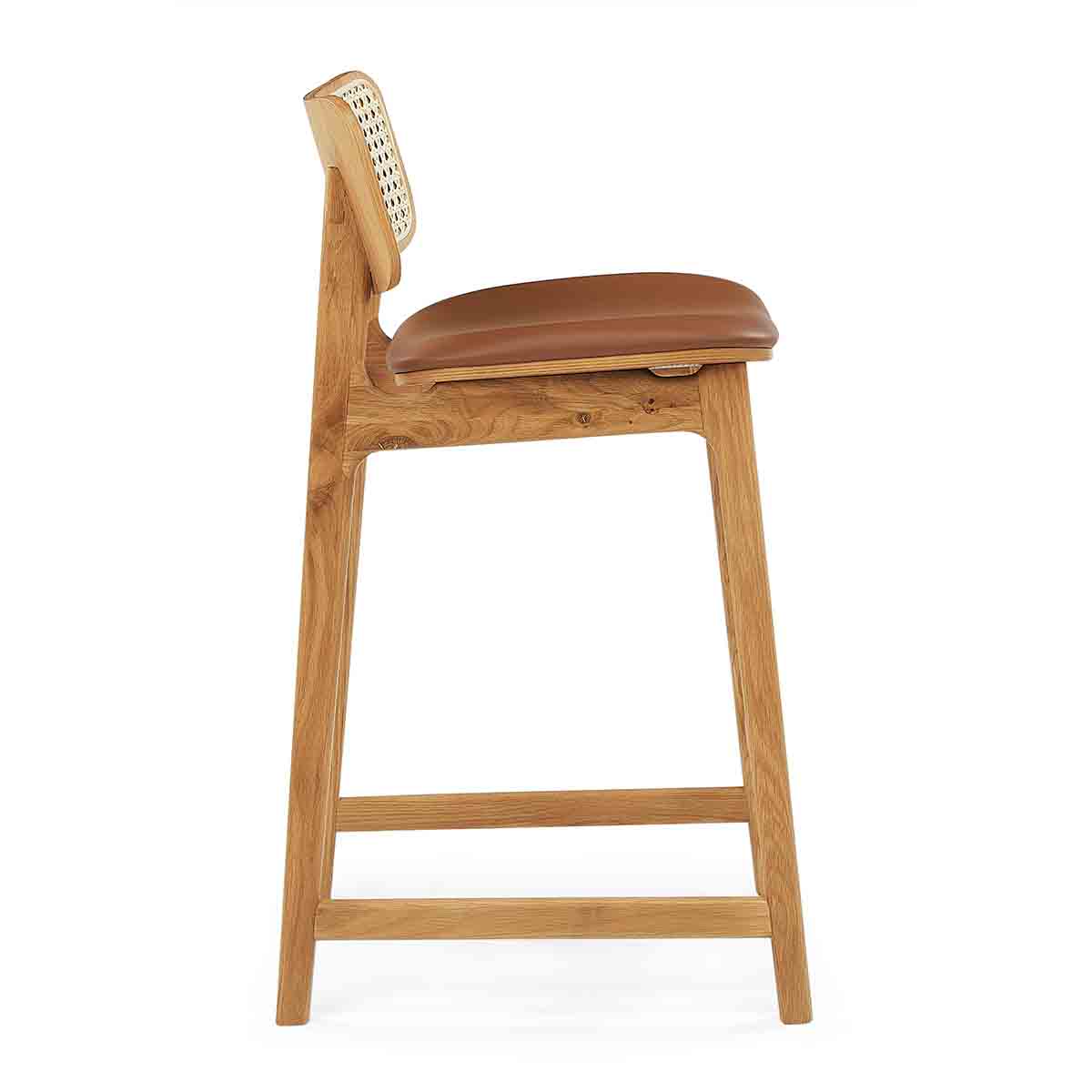 Flair Rattan Leather Bar Stool