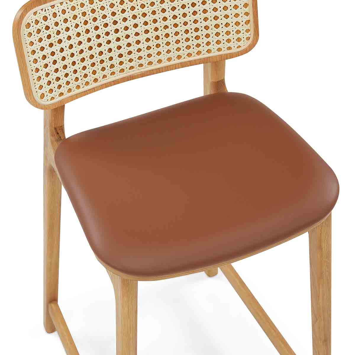Flair Rattan Leather Bar Stool