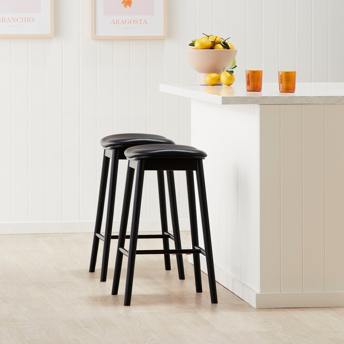 Lando Leather Backless Bar Stool