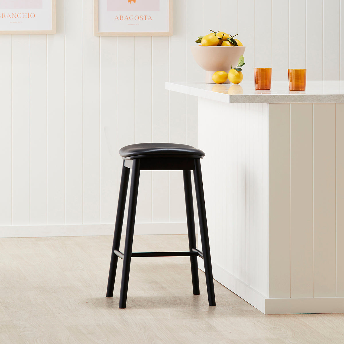 Lando Leather Backless Bar Stool