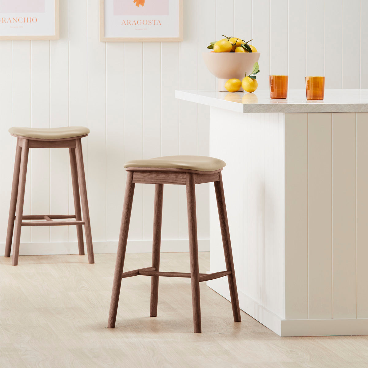 Lando Leather Backless Bar Stool