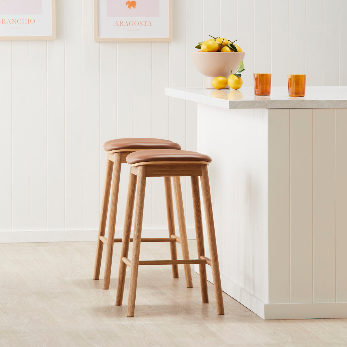 Lando Leather Backless Bar Stool