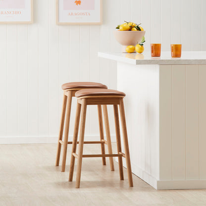 Lando Leather Backless Bar Stool