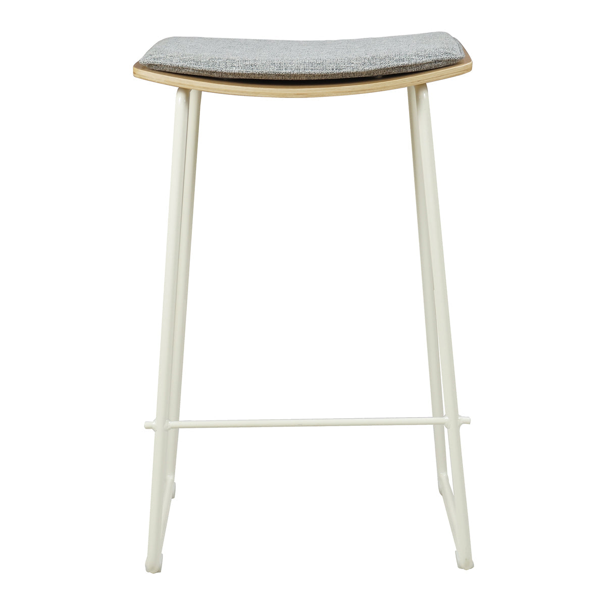 Hendrix Backless Bar Stool (Oak, Grey Weave Fabric)