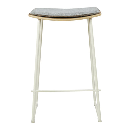 Hendrix Backless Bar Stool (Oak, Grey Weave Fabric)