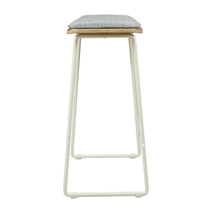 Hendrix Backless Bar Stool (Oak, Grey Weave Fabric)