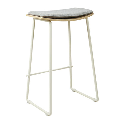 Hendrix Backless Bar Stool (Oak, Grey Weave Fabric)