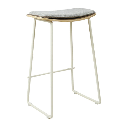 Hendrix Backless Bar Stool (Oak, Grey Weave Fabric)