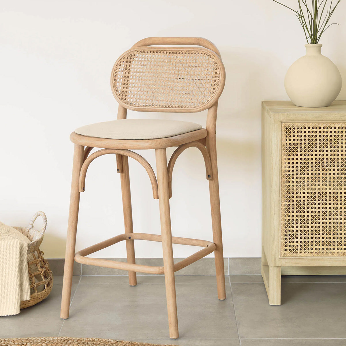 Doriane Rattan Bar Stool (65cm)