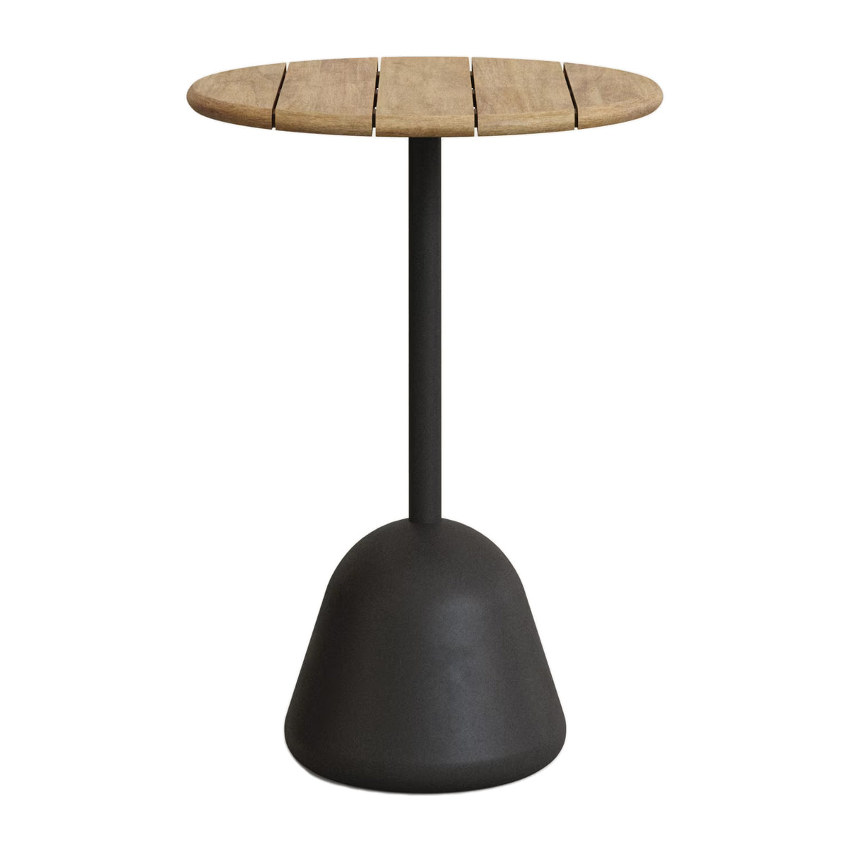 Saura Round Outdoor High Bar Table (Black, Natural Acacia)