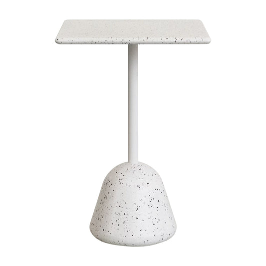 Saura Square Outdoor High Bar Table (White, Terrazzo)