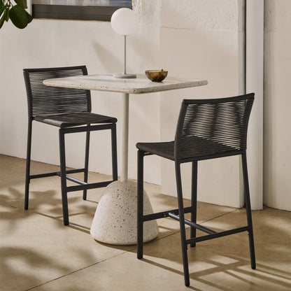 Saura Square Outdoor High Bar Table (White, Terrazzo)