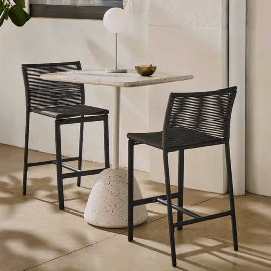 Saura Square Outdoor High Bar Table (White, Terrazzo)