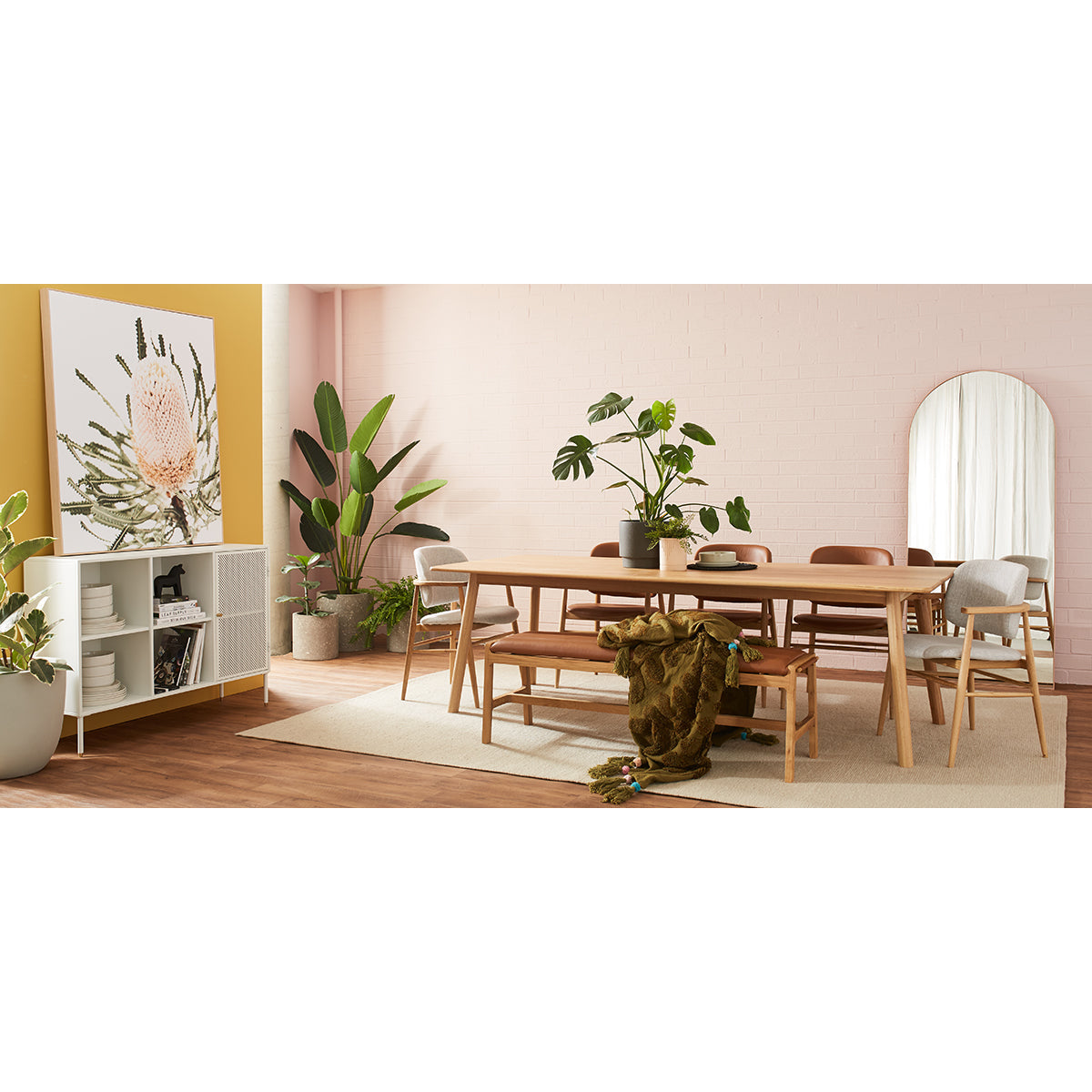 Bjorn Arch Floor Mirror (Powder)