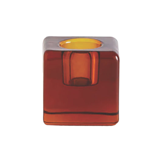 Le Cube Single Candle Holder (Amber)