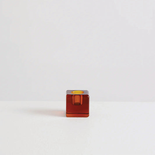 Le Cube Single Candle Holder (Amber)