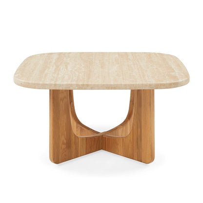 Pierro Travertine Coffee Table (Oak, Travertine)