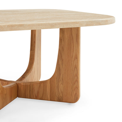Pierro Travertine Coffee Table (Oak, Travertine)