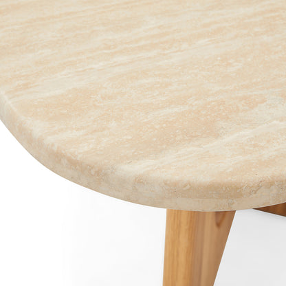 Pierro Travertine Coffee Table (Oak, Travertine)