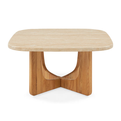 Pierro Travertine Coffee Table (Oak, Travertine)