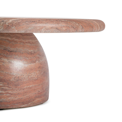 Santino Round Coffee Table (Terracotta Travertine Finish, 100cm)