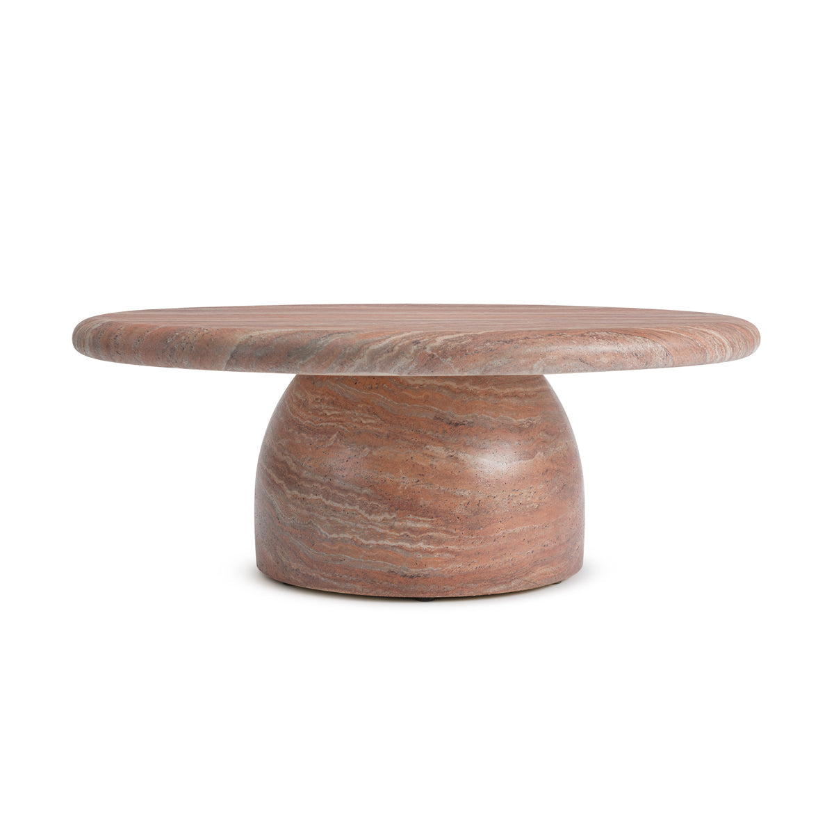Santino Round Coffee Table (Terracotta Travertine Finish, 100cm)