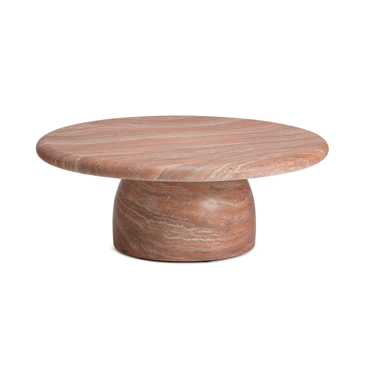 Santino Round Coffee Table (Terracotta Travertine Finish, 100cm)