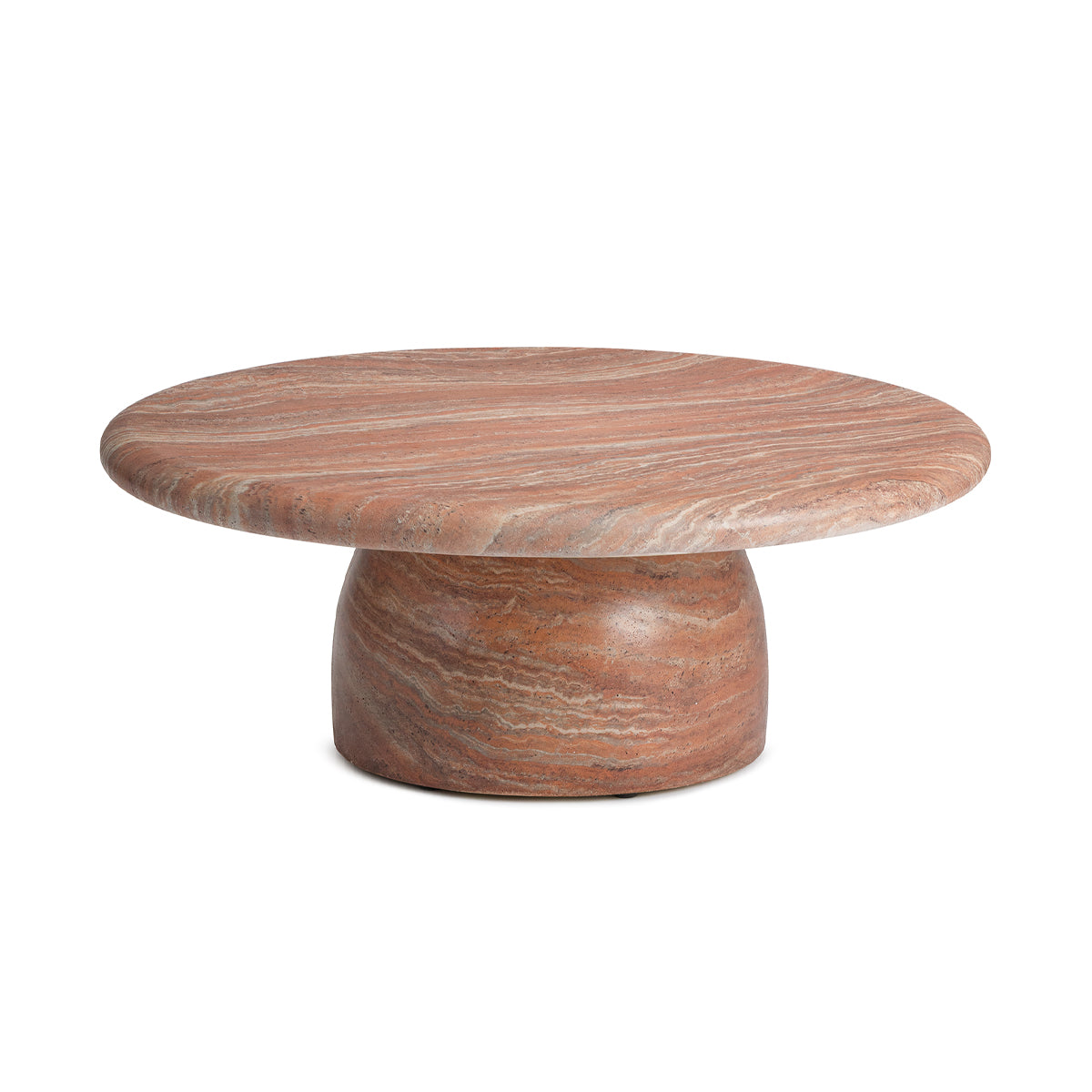 Santino Round Coffee Table (Terracotta Travertine Finish, 100cm)