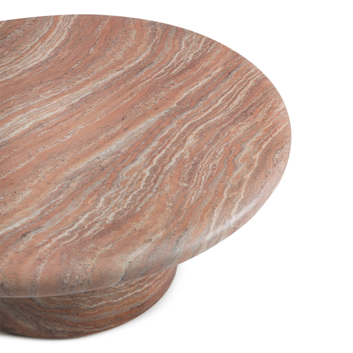 Santino Round Coffee Table (Terracotta Travertine Finish, 100cm)