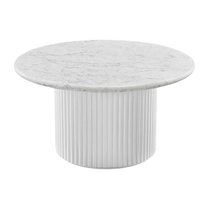 Cosmos Coffee Table (White Oak, Carrara Marble, 85cm)