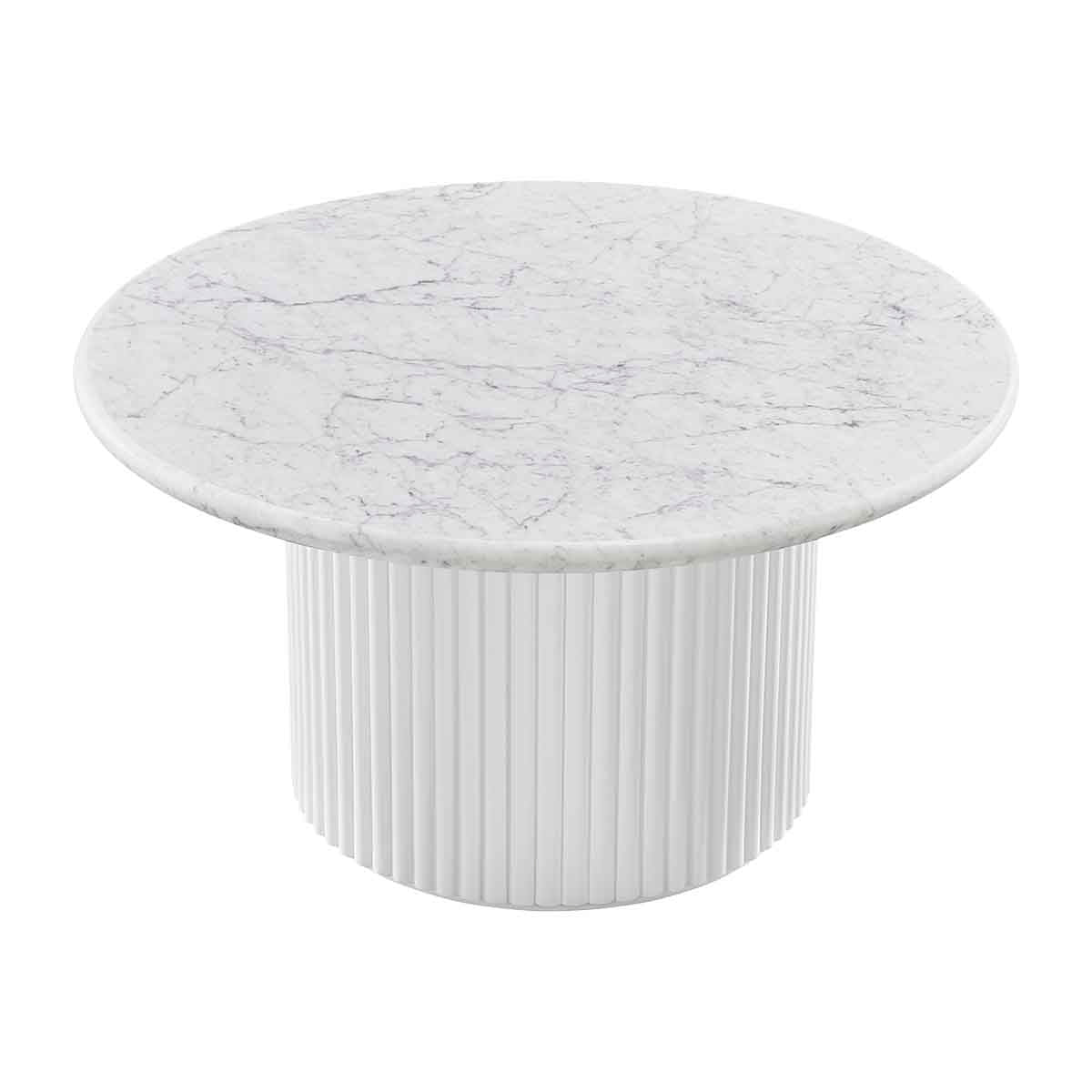 Cosmos Coffee Table (White Oak, Carrara Marble, 85cm)