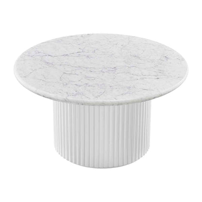 Cosmos Coffee Table (White Oak, Carrara Marble, 85cm)