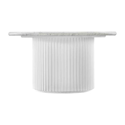 Cosmos Coffee Table (White Oak, Carrara Marble, 85cm)