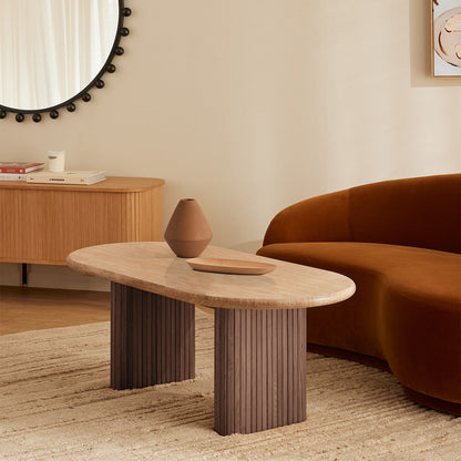 Noir Oval Coffee Table (Travertine)