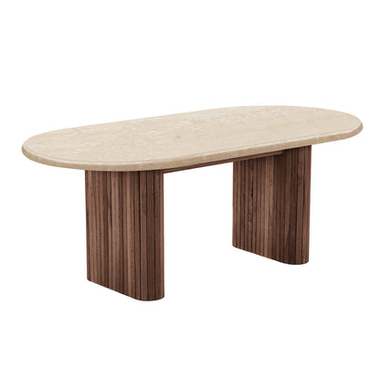 Noir Oval Coffee Table (Travertine)