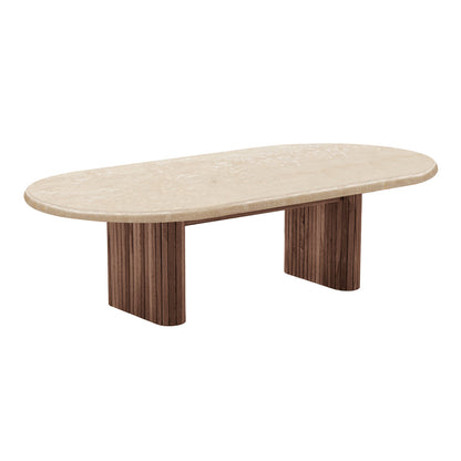 Noir Oval Coffee Table (Travertine)