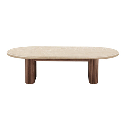 Noir Oval Coffee Table (Travertine)